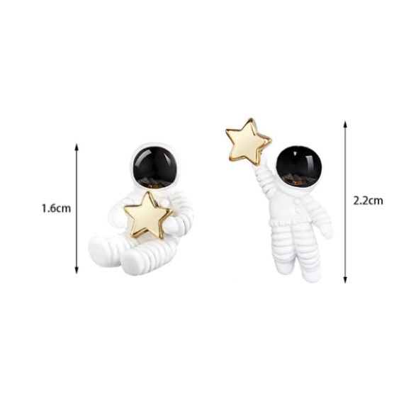 NEW Asymmetrical Celestial Astronaut Stud Earrings - Picture 4 of 8